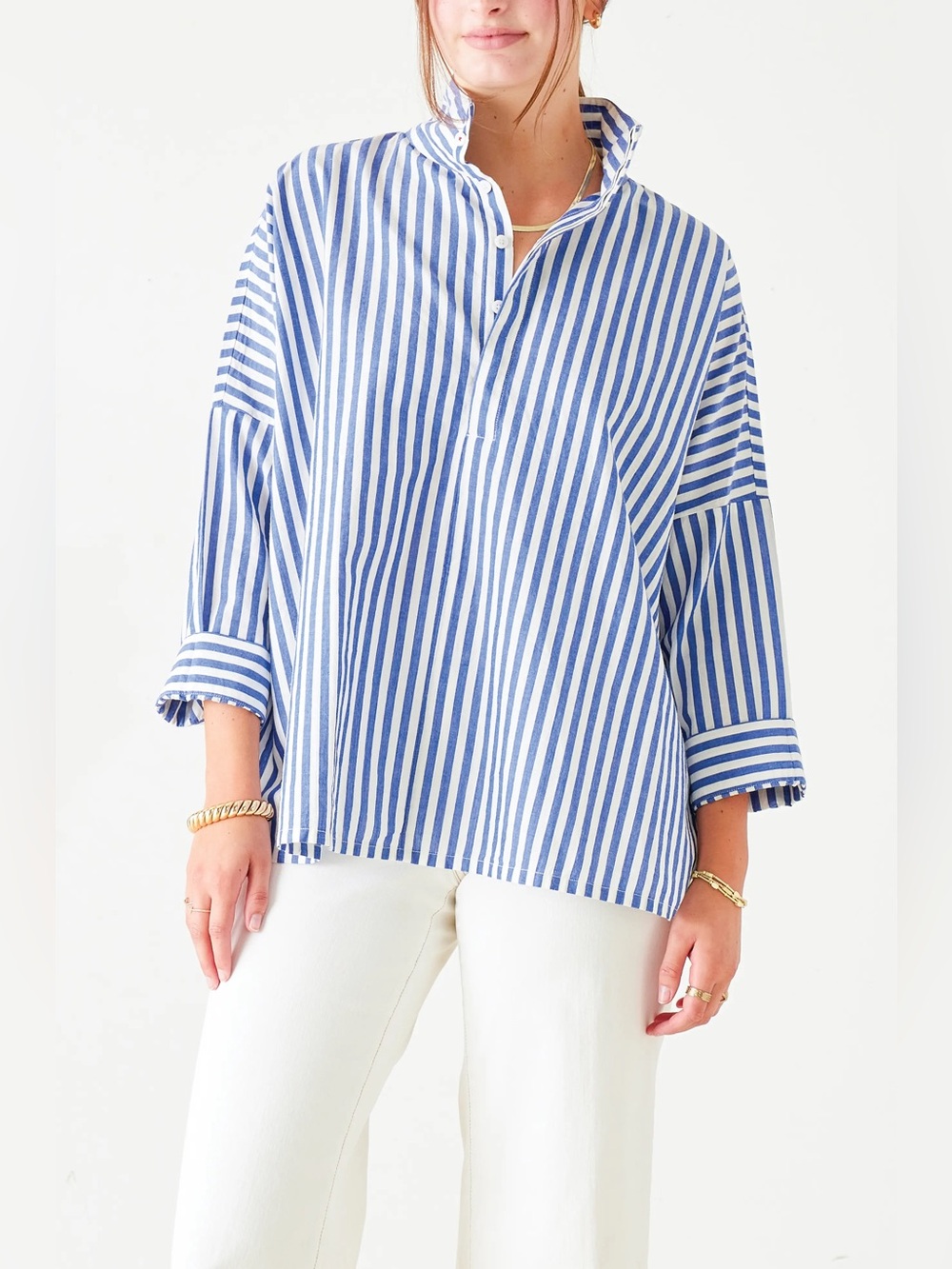 Voyageur by MERSEA Sz Lg/XL Emerson Pop Up Collar Top